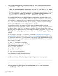 Form FDACS-06402 Civil Rights Pre-award Questionnaire - Florida, Page 2