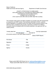 Form DHCS8049 &quot;County Attestation to Compliance With Drug Medi-Cal Postservice Prepayment and Postservice Postpayment(Pspp) Corrective Action Plan&quot; - California