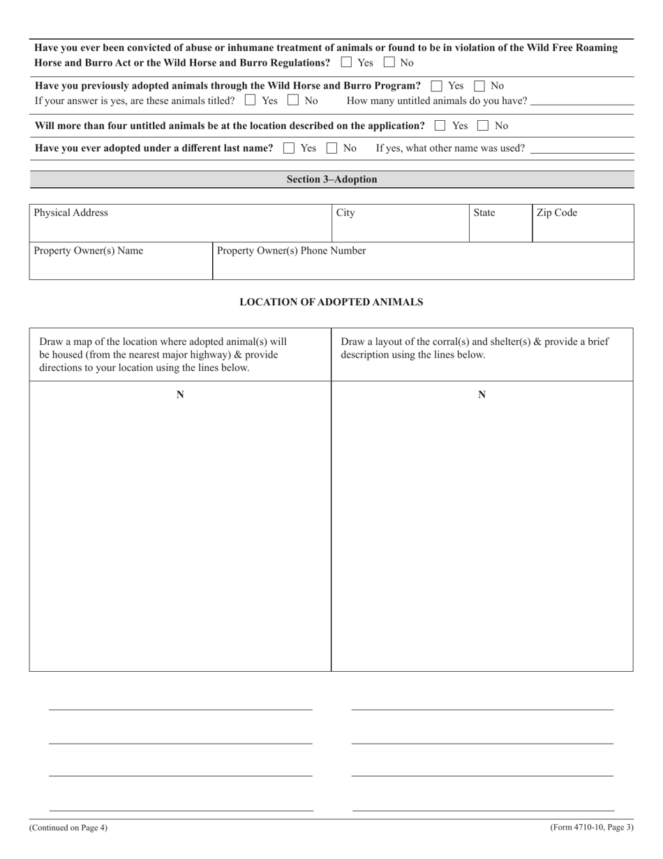 BLM Form 4710-10 Application for Adoption  Sale of Wild Horses or Burros, Page 3