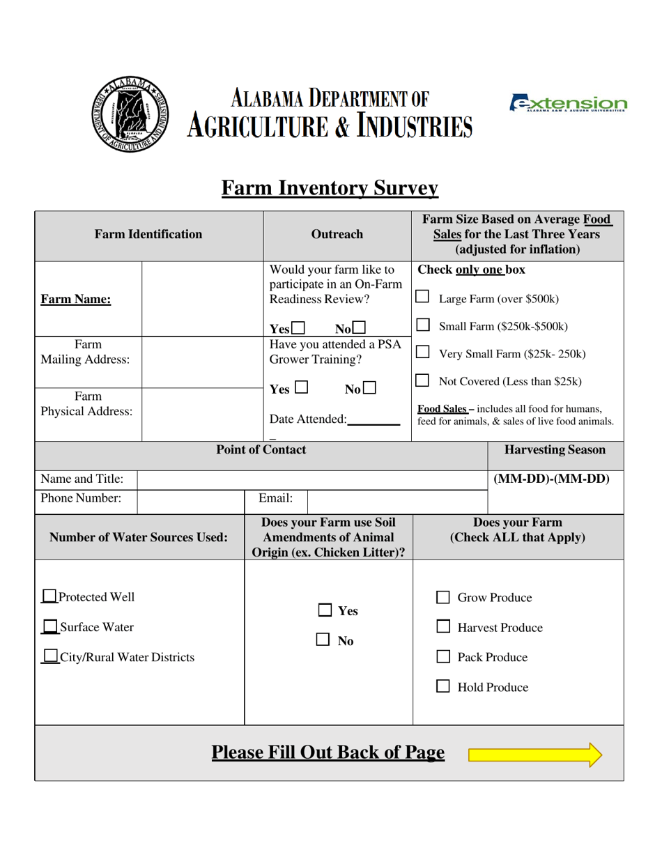 Farm Inventory Survey - Alabama, Page 1