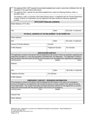 Form DBPR-DDC-234 &quot;Application for a Restricted Prescription Drug Distributor - Blood Establishment&quot; - Florida, Page 3