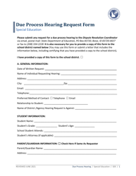&quot;Due Process Hearing Request Form&quot; - Idaho