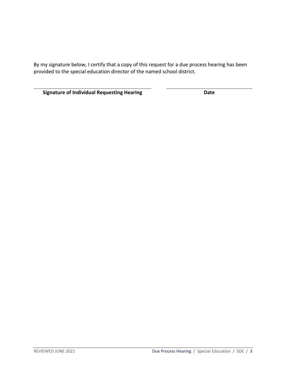 Due Process Hearing Request Form - Idaho, Page 3