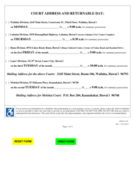 Form 2D-P-339 Summons for Summary Possession - Hawaii, Page 2