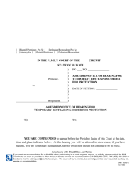 Document preview: Form 5C-P-402 Amended Notice of Hearing for Temporary Restraining Order for Protection - Hawaii