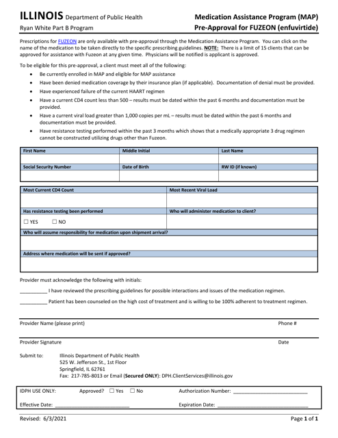 Medication Assistance Program (Map) Pre-approval for Fuzeon (Enfuvirtide) - Illinois Download Pdf