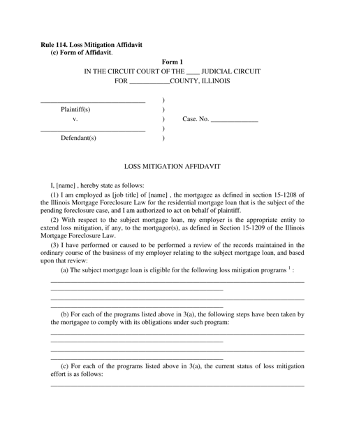 Form 1 Loss Mitigation Affidavit - Illinois