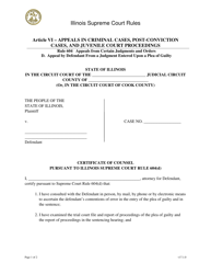 Document preview: Certificate of Counsel Pursuant to Supreme Court Rule 604(D) - Illinois