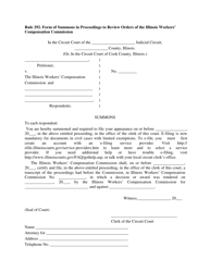 Document preview: Form of Summons in Proceedings to Review Orders of the Illinois Workers' Compensation Commission - Illinois