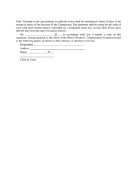Form of Summons in Proceedings to Review Orders of the Illinois Workers&#039; Compensation Commission - Illinois, Page 2