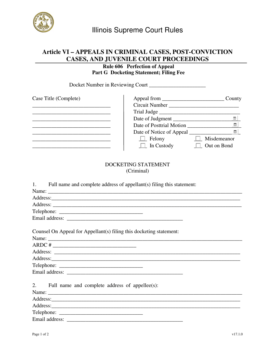Illinois Docketing Statement Fill Out, Sign Online and Download PDF