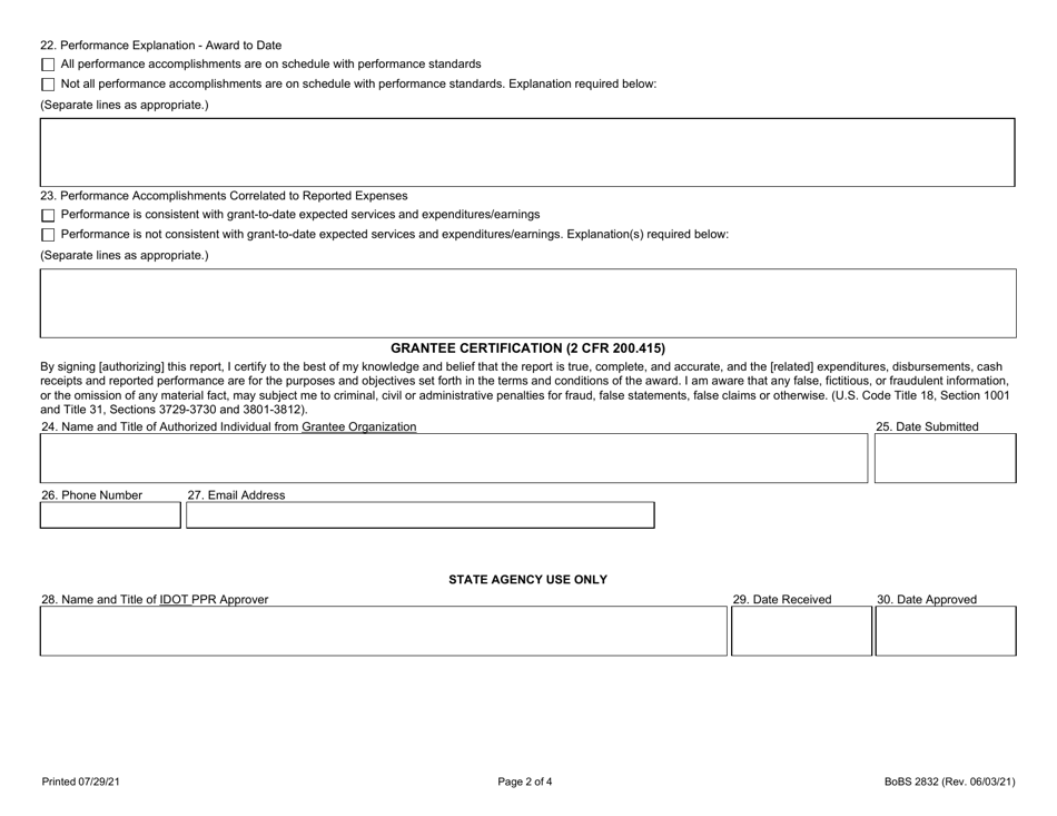 Form BoBS2832 Periodic Reporting - Illinois, Page 2