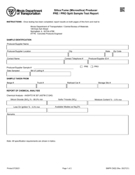 Form BMPR CM22 &quot;Silica Fume (Microsilica) Producer Pre/Pro Split Sample Test Report&quot; - Illinois