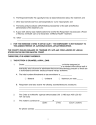 Order for Administration of Authorized Involuntary Treatment (Electroconvulsive Therapy) - Illinois, Page 2