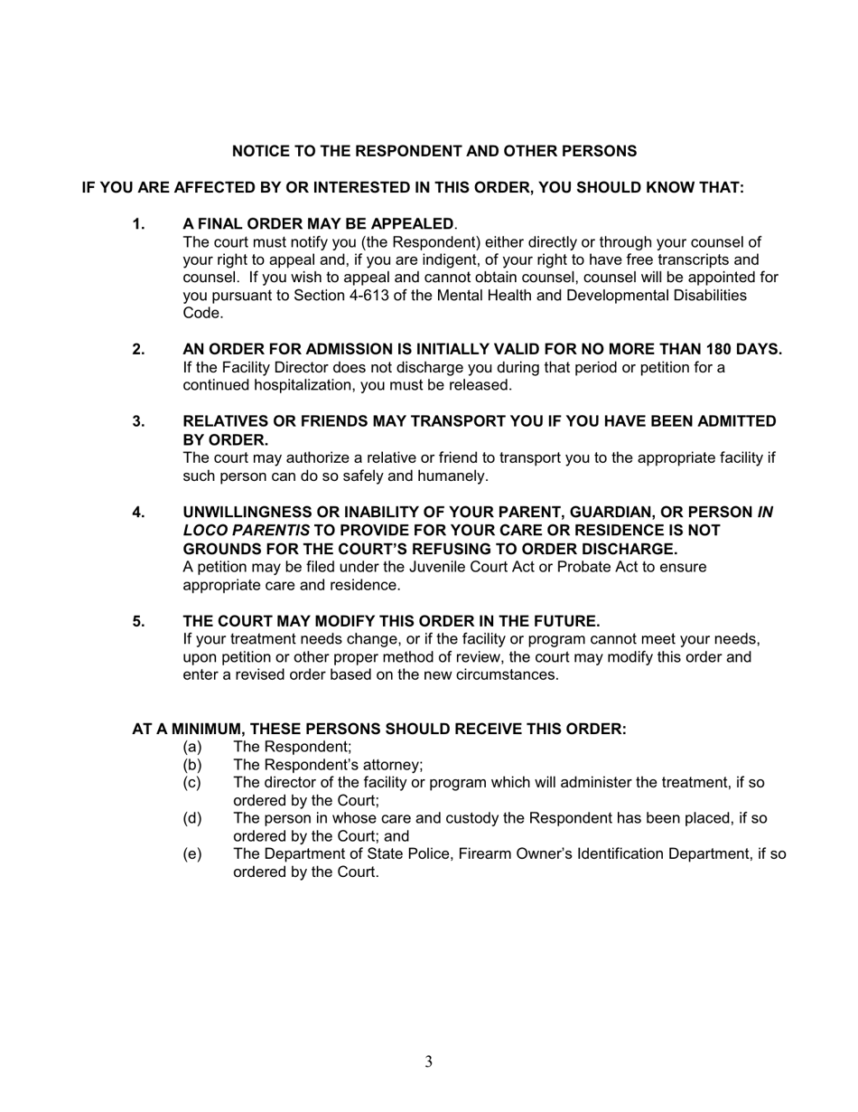 Order for Judicial Admission for Persons With Intellectual Disabilities - Illinois, Page 3