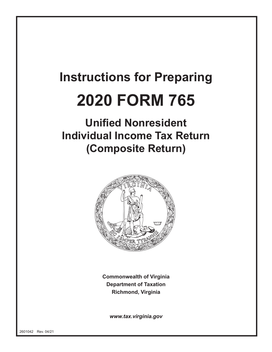 Instructions for Form 765 Unified Nonresident Individual Income Tax Return (Composite Return) - Virginia, Page 2