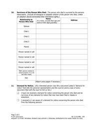 Form P-315 Request to Start Informal Probate and Appoint a Personal Representative When There Is a Will - Alaska, Page 3