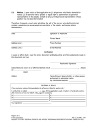 Form P-315 Request to Start Informal Probate and Appoint a Personal Representative When There Is a Will - Alaska, Page 4