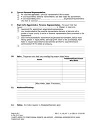 Form P-331 Court&#039;s Order to Start Formal Probate and Appoint a Personal Representative When There Is No Will - Alaska, Page 2
