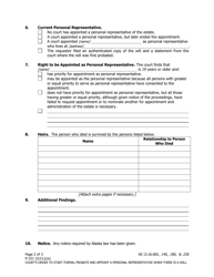 Form P-321 Court&#039;s Order to Start Formal Probate and Appoint a Personal Representative When There Is a Will - Alaska, Page 2