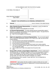 Form P-333 Request to Be Appointed as Co-personal Representative - Alaska