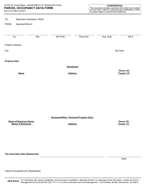 Form RW07-02  Printable Pdf