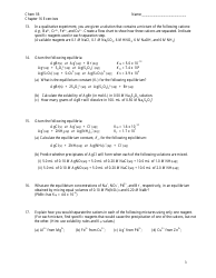 Solubility and Complex Equilibria Worksheet With Answer Key - Chemistry 1b, Siraj Omar, Berkeley City College, Page 3