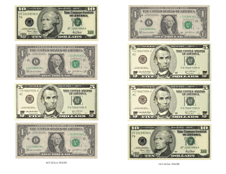 &quot;One, Five and Ten Dollar Bill Templates&quot;