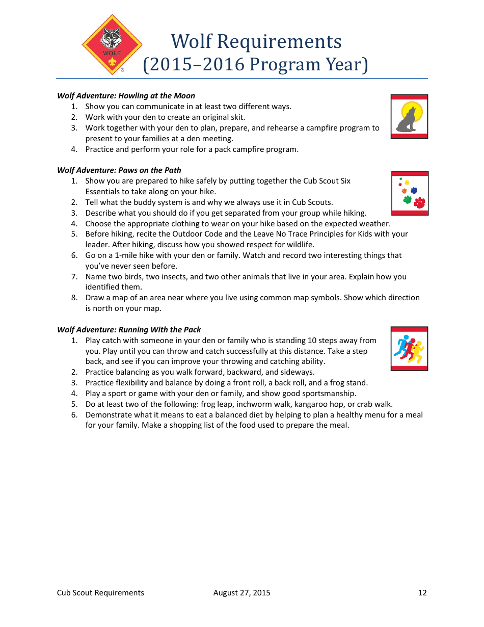 20152016 Cub Scout Requirements Boy Scouts of America Download