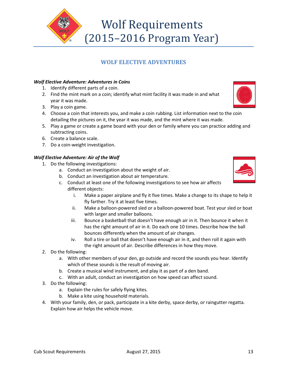 2015-2016 Cub Scout Requirements - Boy Scouts of America, Page 13