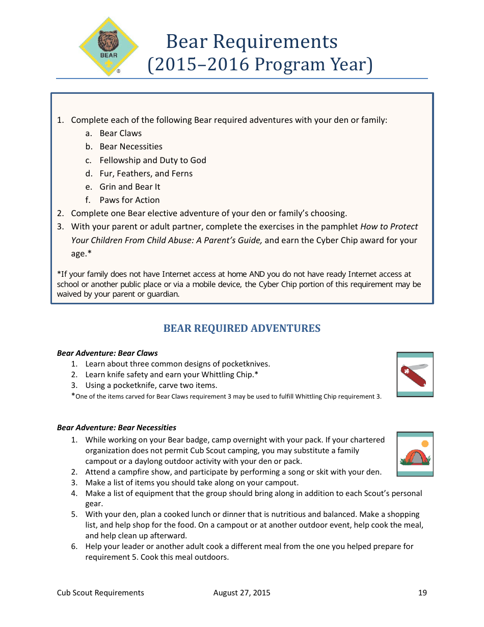 2015-2016 Cub Scout Requirements - Boy Scouts of America, Page 19