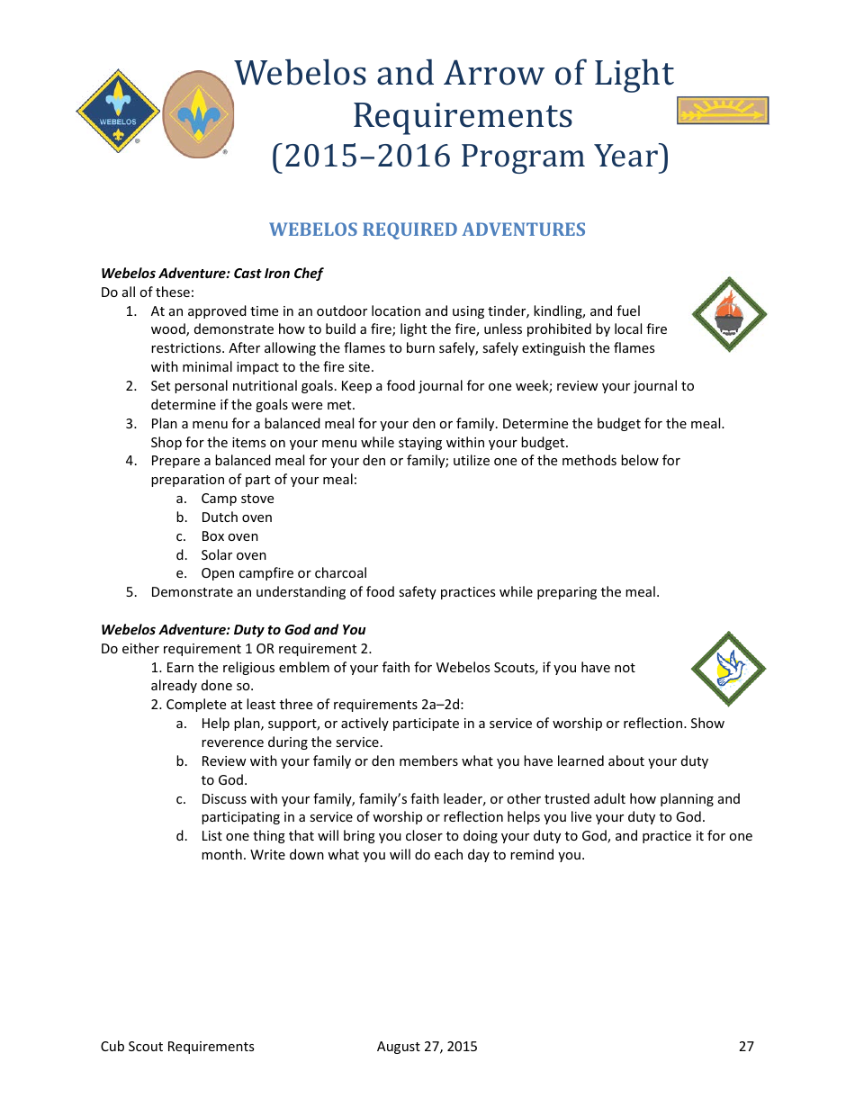 2015-2016 Cub Scout Requirements - Boy Scouts of America, Page 27