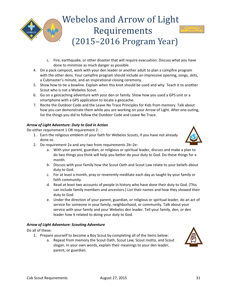 20152016 Cub Scout Requirements Boy Scouts of America Download