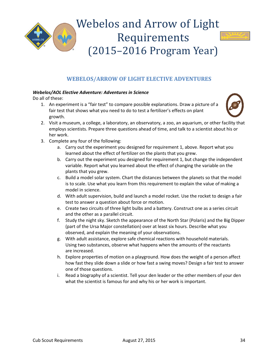 2015-2016 Cub Scout Requirements - Boy Scouts of America, Page 33