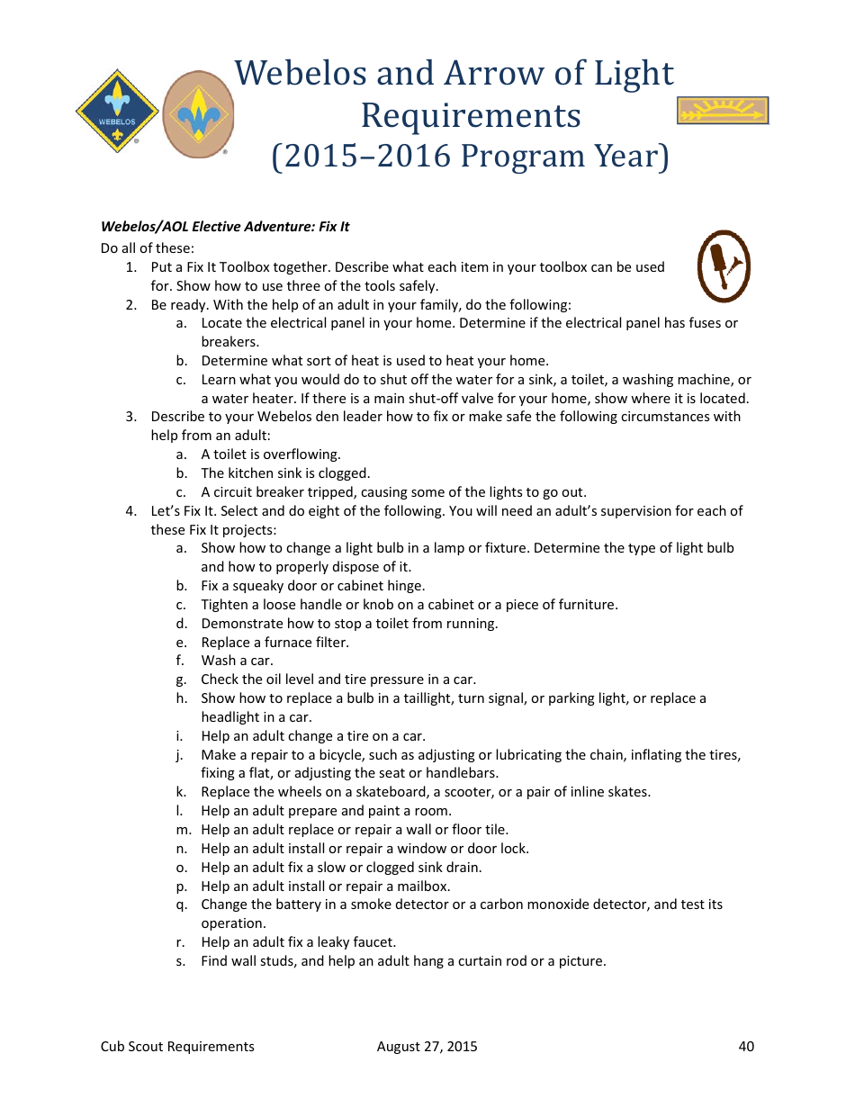 2015-2016 Cub Scout Requirements - Boy Scouts of America, Page 39