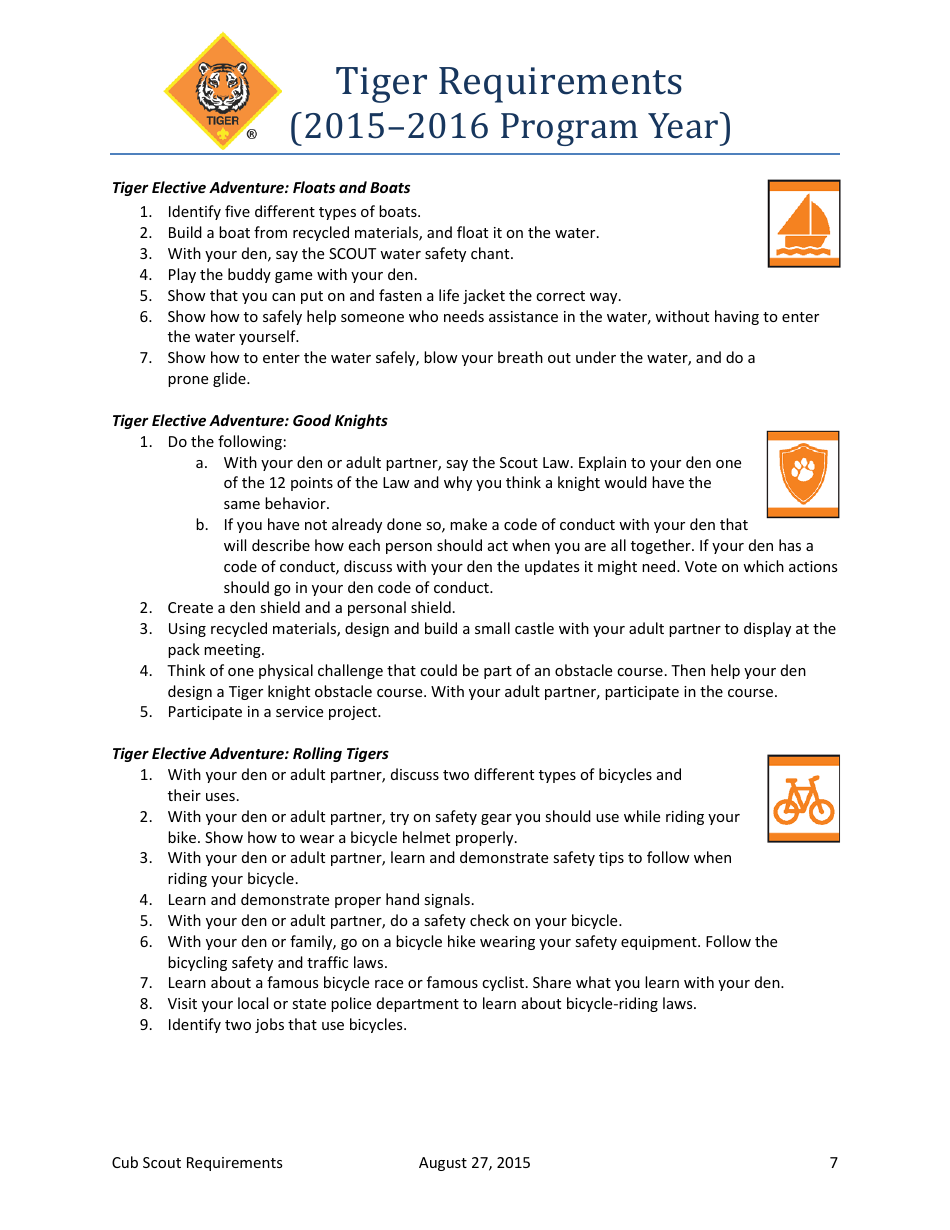 20152016 Cub Scout Requirements Boy Scouts of America Download