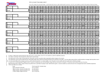 Document preview: Pitch Count Tracking Sheet - Baseball Ontario
