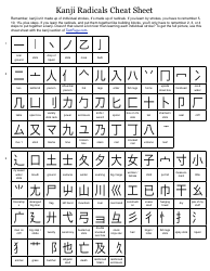 Kanji Radicals Cheat Sheet