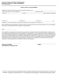 Document preview: Form RW11-03 Cancellation of Lease Agreement - California