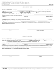 Form RW11-02 Assignment of Lease (Where State Is Lessor) - California