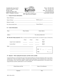 Document preview: Form ABC-41 Abc Open Records Request - Kansas