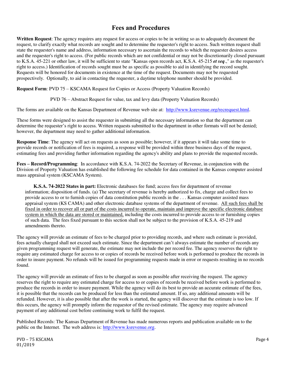 Form PVD-75 Open Records Request for Cama - Kansas, Page 4