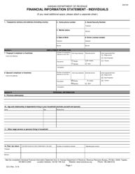 Form CE-3 &quot;Financial Information Statement - Individuals&quot; - Kansas