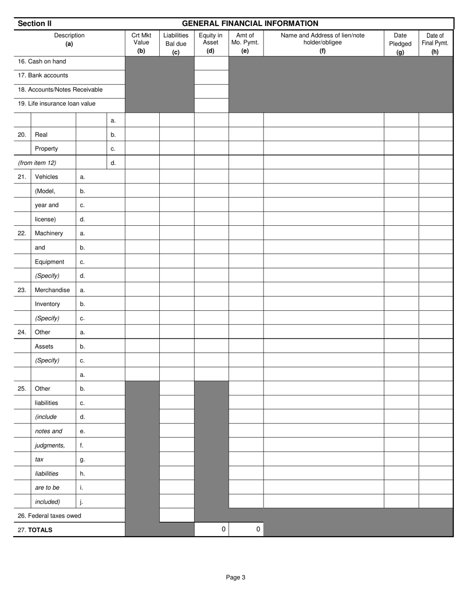 Form CE-2 Financial Information Statement - Businesses - Kansas, Page 3