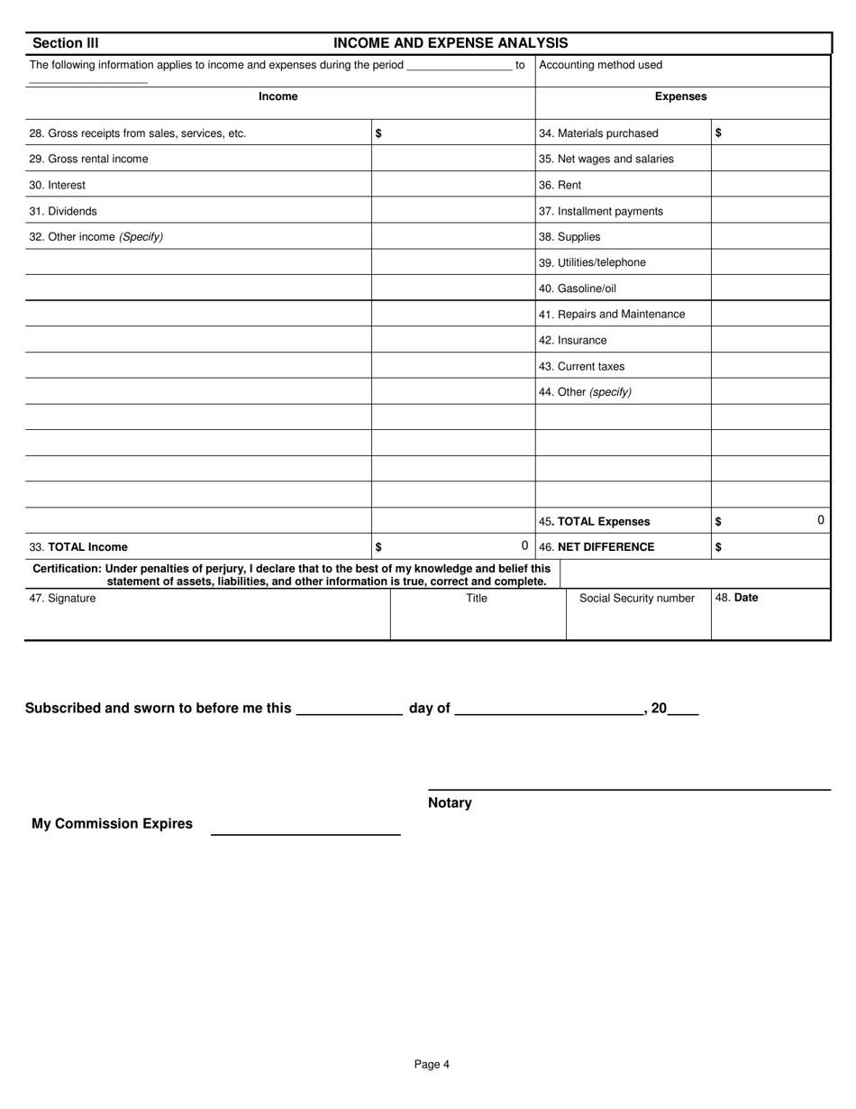 Form CE-2 Financial Information Statement - Businesses - Kansas, Page 4