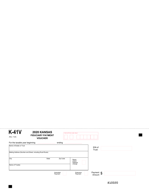 Form K-41V 2020 Printable Pdf
