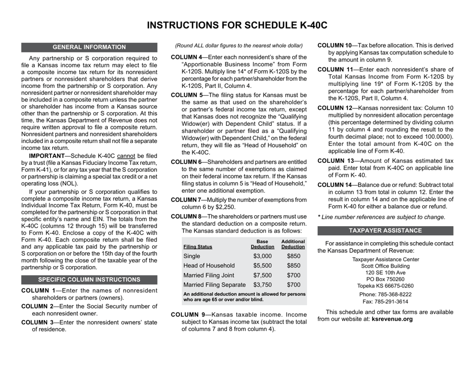 Schedule K-40C Kansas Composite Income Tax Schedule - Kansas, Page 2