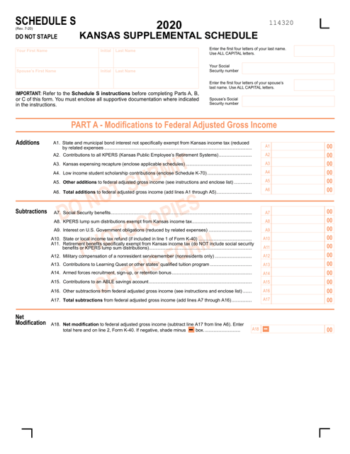 Schedule S 2020 Printable Pdf