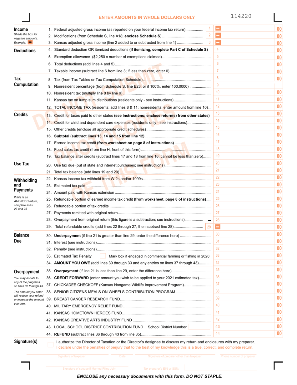 Form K-40 Kansas Individual Income Tax - Kansas, Page 2