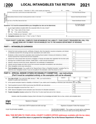 Form 200 Local Intangibles Tax Return - Kansas